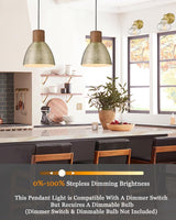 ELYONA Vintage Hammered Pendant Light Fixtures, 10.2” Industrial Metal Hanging Bar Lamp, Solid Wood Antique Gold Adjustable Pendant Light for Kitchen Island, Farmhouse, Dining Room, Brushed Brass ELYONA