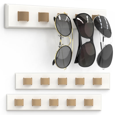 Durmmur 3 Pack Sunglass Organizer, Wall Mounted Sunglasses Organizer, Wooden Glasses Holder Sunglass Holder, Sunglasses Rack for Hanging Your Multiple Eyeglasses, for Wall, Home Decor(Cream)
