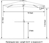 Aok Garden 6.5FT × 10FT Solar LED Lighted Patio Umbrella with Push Button Tilt and Sturdy Aluminum Ribs for Deck Lawn Pool & Backyard - Dark Blue Aok Garden