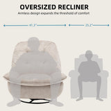 LEHZROAJ Swivel Rocker Recliner Chair for Adult, Power Glider Nursery Rocking Chair, Armless Single Recliner Sofa for Living Room, Oversized & Overstuffed, Phone Holder Included, White LEHZROAJ