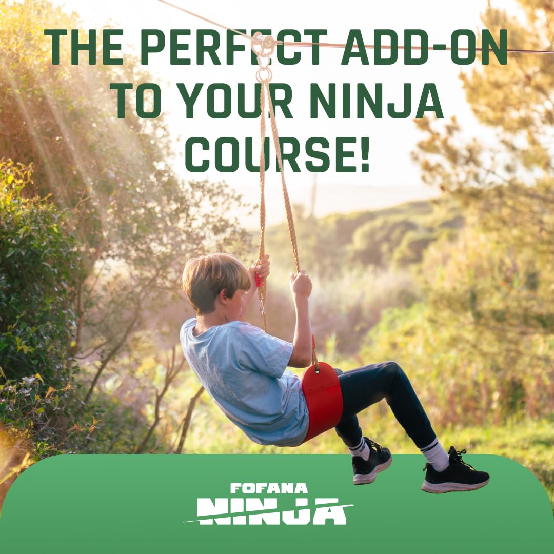 Fofana Ninja Slider Slackline Pulley - Turn Slacklines Into Ziplines with The Most Fun New Accessory for Your Ninja Warrior Obstacle Course for Kids - Patented Design Fofana