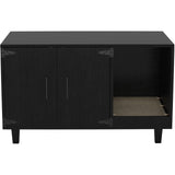 GDLF Modern Wood Pet Crate Cat Washroom Hidden Litter Box Enclosure Furniture House as Table Nightstand with Scratch Pad,Stackable (Black) GDLF