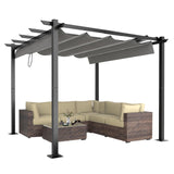 ONLYCTR 10'X10' Outdoor Retractable Pergola, Aluminum Outdoor Pergola with Retractable Sun Shade Canopy, Heavy Duty Pergolas Shelter Pergola for Garden, Porch, Poolside, Backyard BBQ ONLYCTR