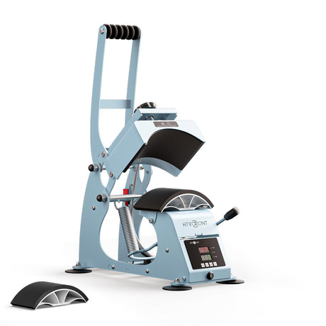 HTVRONT Hat Press Machine - Hat Press Heat Machine for Caps with 2 Platens & Caps Stretcher, Hat Heat Press Machine for Caps with Precise Temp&Timer Control for Heat Transfe Vinyl, Sublimation (Blue) HTVRONT