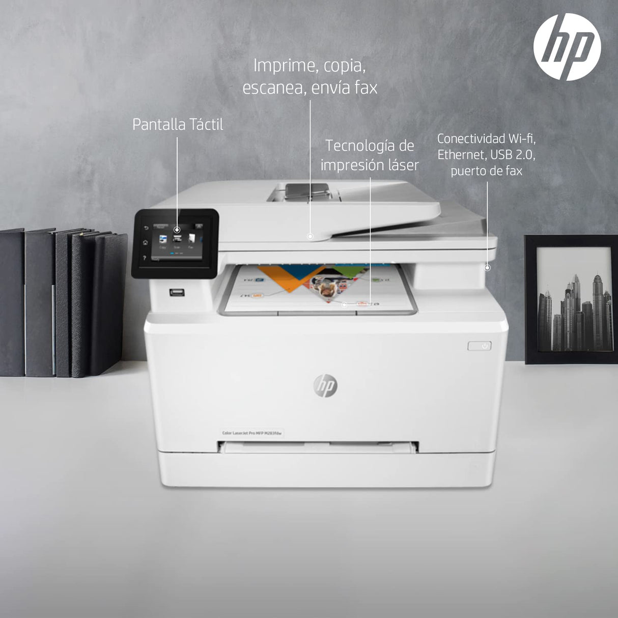 HP Laser Jet Pro M283FDW Multifunction Color Fax/Scan/Printer 22ppm 600x600dpi 250-sheet e-Print, Ethernet, USB, Wi-Fi (Renewed) HP