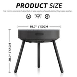 Smart Round Side Table with Charging and Smart Round Coffee Table - in Sound System, Modern Bedside Table for Nursery and Bedroom, Nightstands with Charging Station (Black) uuffoo