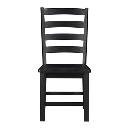 Lexicon Dining Chairs Set of 2, Dining Chairs with Solid Wood Legs and Footrest, High Ladder Back Farmhouse Dining Chairs, Wooden Dining Room Chairs, Black - WoodArtSupply