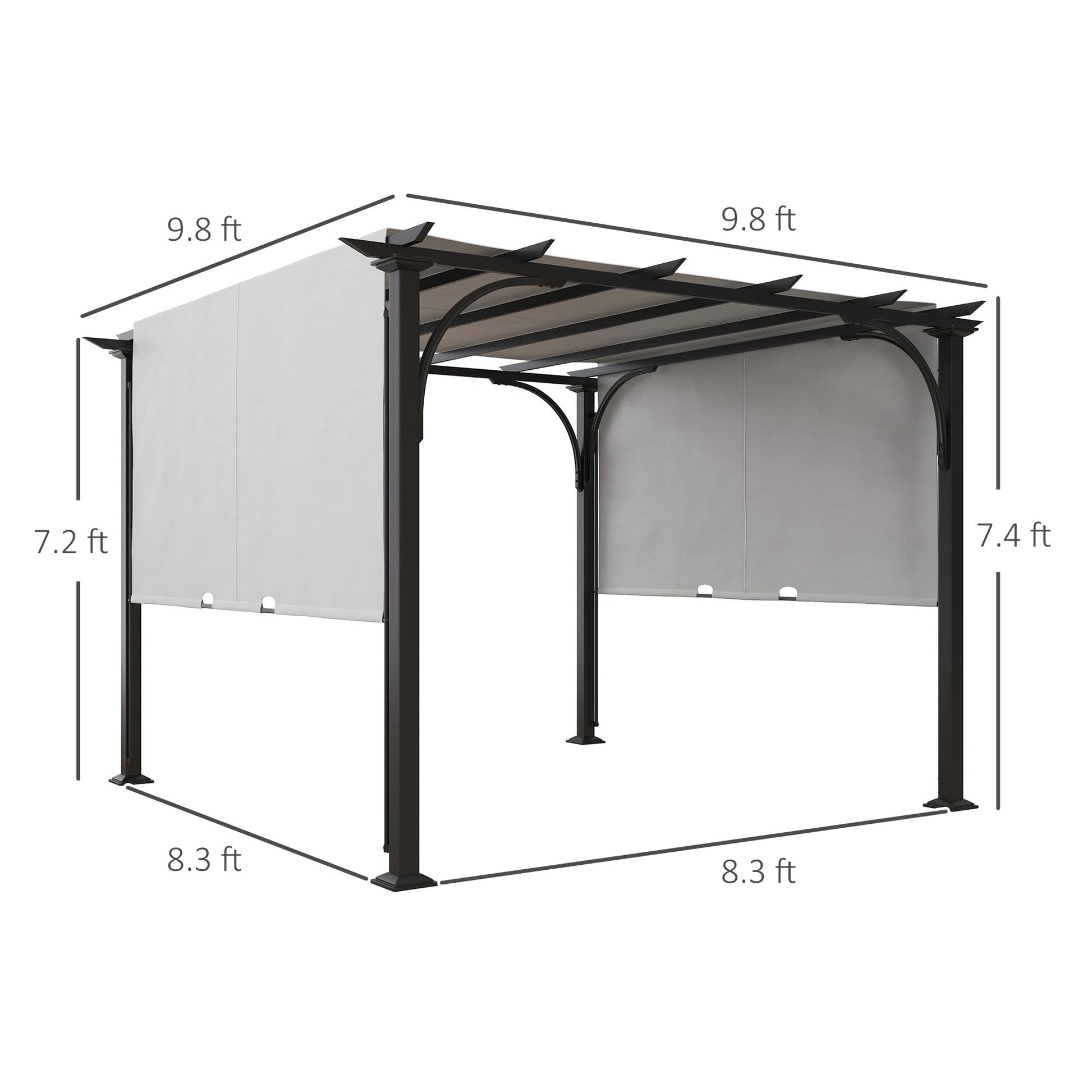 Outsunny 10' x 10' Patio Pergola with Weather-Resistant Steel Frame, Backyard Sun Shade Canopy Cover Shelter for Porch Party, Garden, Grill Gazebo, White - WoodArtSupply