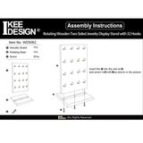 Ikee Design Wooden Rotating Two-Sided Jewelry Display Stand, Rotating Organizer with 32 Hooks for Store, Earring Keychain Display with Hooks, Brown color, 9 W x 7.5 D x 16.5 H in Ikee Design