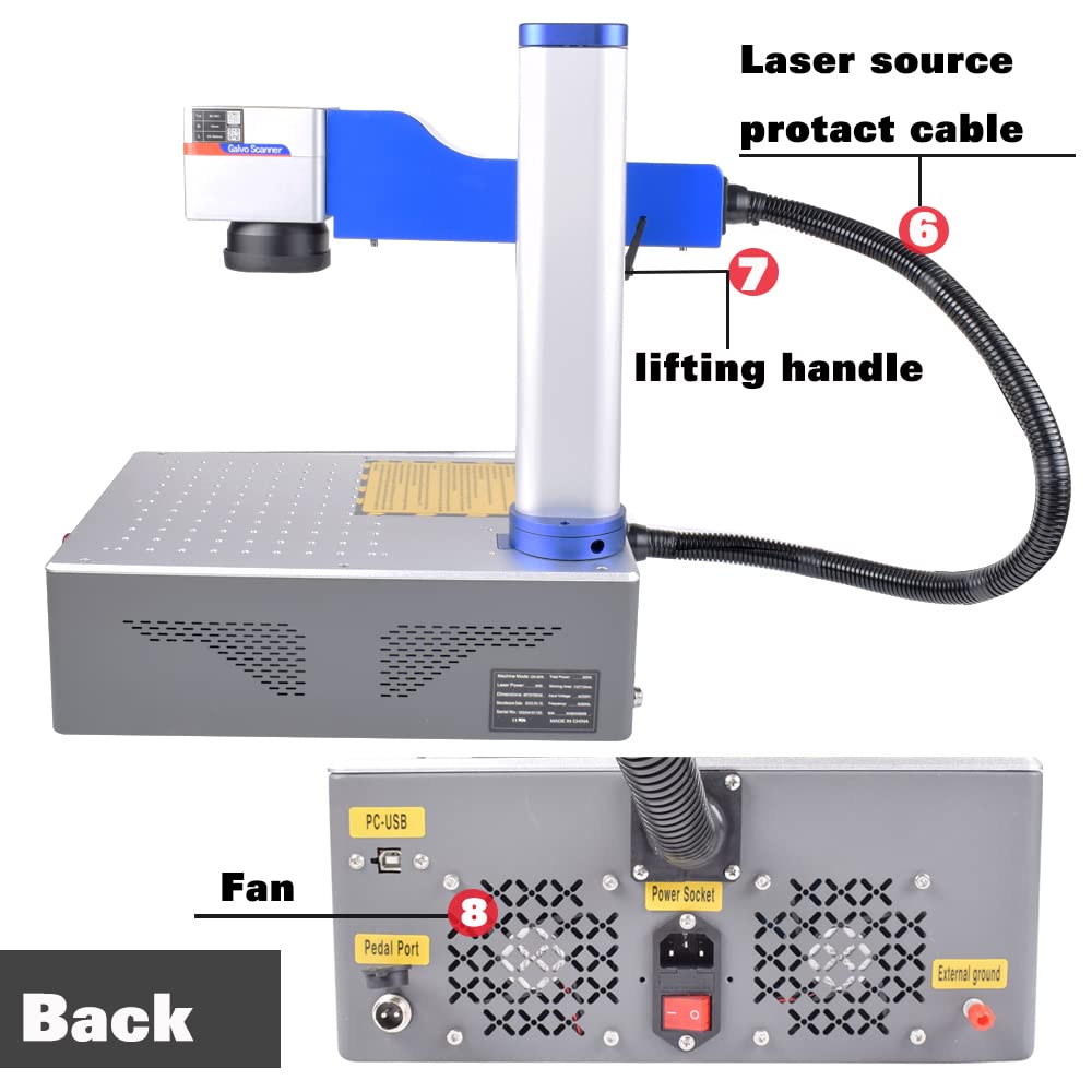 US Stock Fiber Laser 30W Raycus Fiber Laser Ovsuqu Raycus QS Engraver Compatible LightBurn Laser Engraver 7.9x7.9(200x200mm) lens for Metal Aluminum Steel Gold Jewelry More - WoodArtSupply