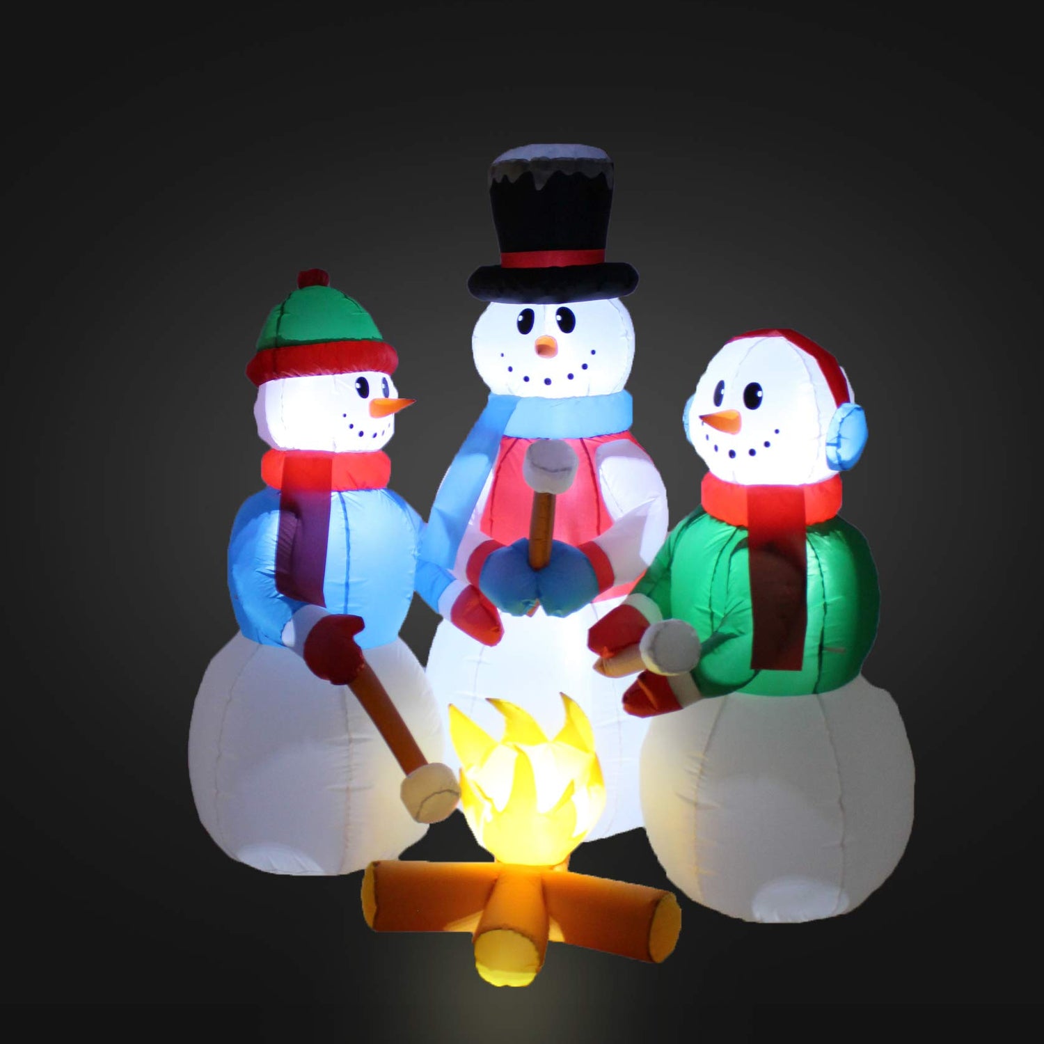 Snowman Inflatables Range Exeter 5 Foot Tall Huge Christmas Inflatable Snowmen Snowman Campfire Camping ...