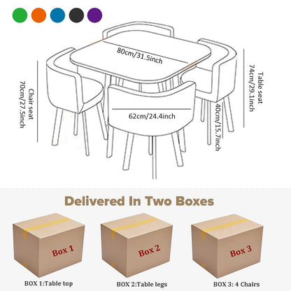 JIXDILO Square Dining Table Set with 4 Chairs,Wood Kitchen Table and Chairs for 4,Compact Conference Tables Chair Set,Modern Reception Table for Meeting Room,Kitchen Table Furniture(80cm/31.5 - WoodArtSupply