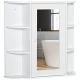 HOMCOM Bathroom Medicine Cabinet with Mirror, Bathroom Mirror Cabinet, Wall Mount Mirror Medicine Cabinet with Multiple Storage Shelves, White HOMCOM