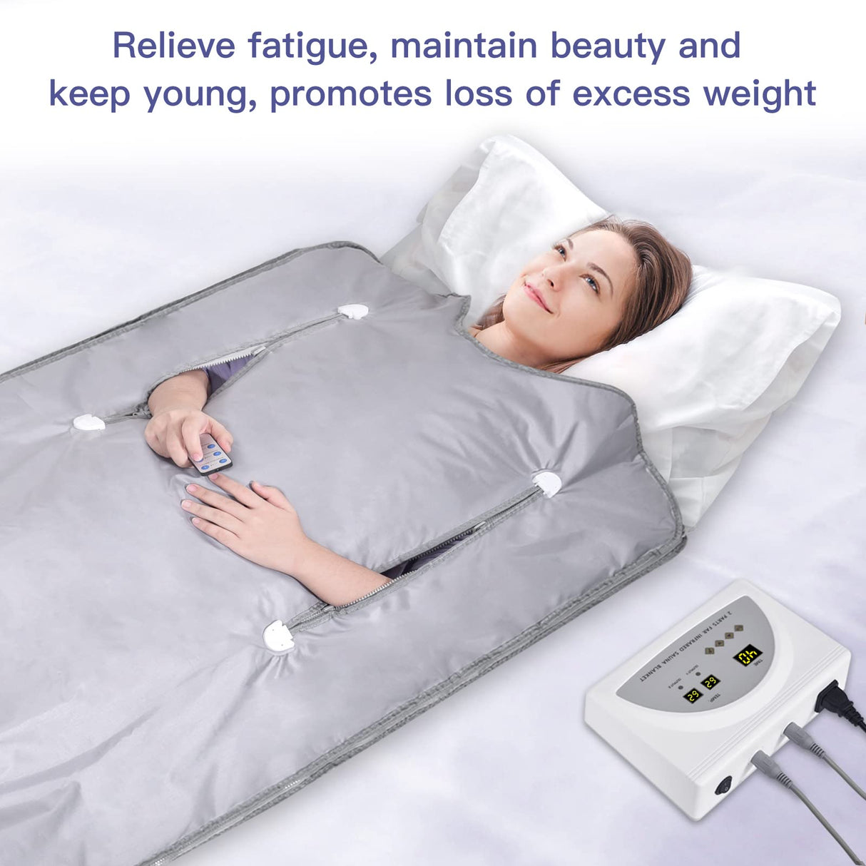 Juilsioa Infrared Sauna Blanket for Fitness and Detox Anti Aging, Length 71" with Remote Control, 2 Zone Temperature Control, Quick Sweating Professional Body Sculpting Home Sauna Juilsioa