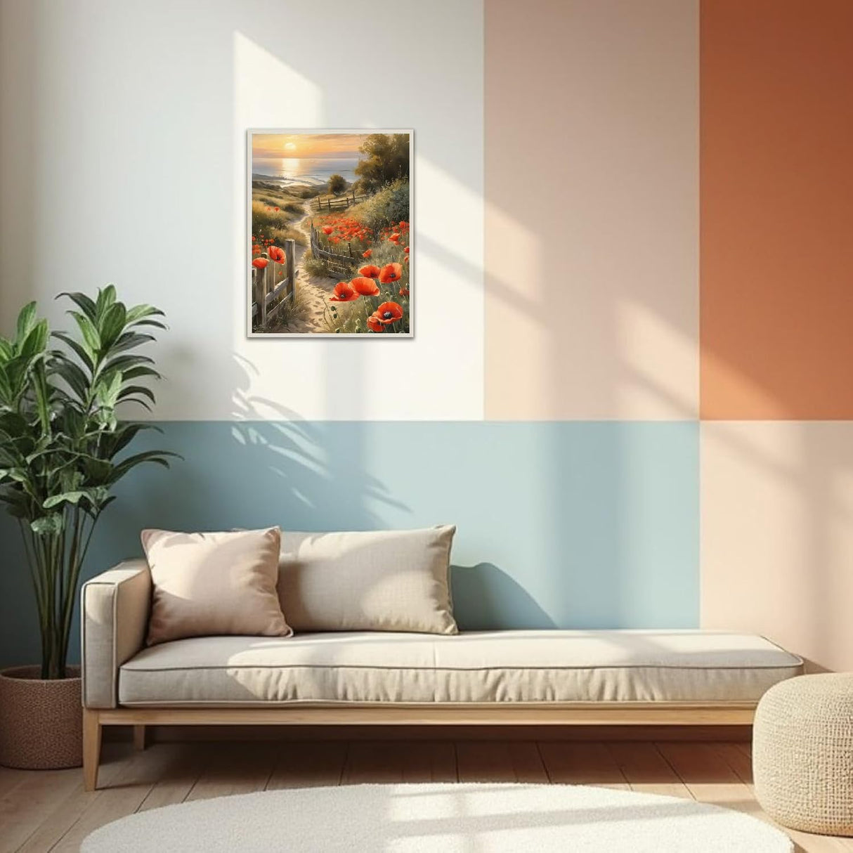 2 Pack Paint by Numbers Kit for Adults - Landscape Flowers Sunset Paint by Number for Beginner DIY Adult Paint by Number Kits on Canvas,Oil Number Painting Kits for Home Decor 12x16 inch Kaixine