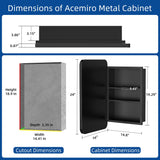 ACEMIRO 16x24 Inch Black Mirror Medicine Cabinet Metal Framed Recessed Wall Mounted Bathroom Medicine Cabinet with Mirror and Storage ACEMIRO