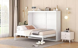 Merax Full Size Murphy Bed, Wood Hidden Foldable Wall Bed Frame w/Gas Struts, Storage Bed Cabinet for Bedroom, Office, Space-Saving, No Box Spring Needed, White Merax