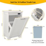 Ymise Tilt Out Trash Cabinet, 10-Gallon Trash Can Cabinet with Deodorising Function, Wooden Freestanding Garbage Can Cabinet for Home and Kitchen Hidden Laundry Hamper Cabinet, White Ymise