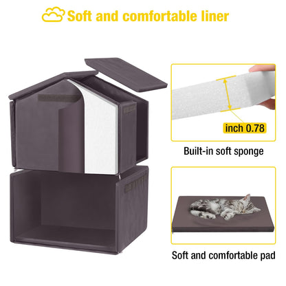 Aivituvin Cat House Outdoor Heated Feral Cat Shelter, Weatherproof Cat Enclosure 100% Insulated with All-Round Insulated Liner - WoodArtSupply