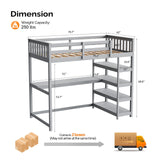 JOYMOR Bunk Bed with Desk and 4-Layer Shelves, Loft Bed Twin Size with Under Desk and Bookcase Storage, Twin Bed Frame for Kids, Adults& Young Teens JOYMOR