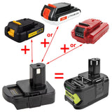 Replacement for Ryobi 18V Lithium-Ion Battery Adapter for Ryobi 18V One+ Cordless Tool, Compatible with Black+Decker/ Porter-Cable/Stanley 20V Lithium Battery Convert to Ryobi 18V Lithium Battery P108 QINIZX