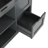 YITAHOME Small Solid Wood Top Kitchen Island Cart on Wheels with Storage, Rolling Portable Dining Room Serving Utility Carts Mobile Movable with 3 Drawers Cabinet, Gray YITAHOME