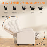 Massage Recliner Chair, Single Sofa Chair with Remote Control, Chair Recliner, Lazy Boy Recliner Chair, Living Room Recliners with Pu Leather Padded Seat Backrest, Recliner Chairs for Adults, Beige MKDLUFEI