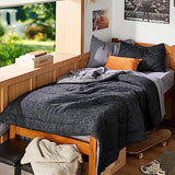 Bedsure Twin/Twin XL Comforter Set - Cooling and Warm Bed Set, Charcoal Black Reversible Bedding for All Season, 2 Pieces, 1 Twin/Twin XL Size Comforter (68"x88") and 1 Pillow Case (20"x26") Bedsure