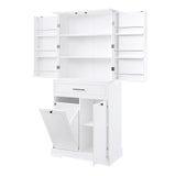 LUMISOL 72'' Tall Tilt Out Laundry Hamper, Bathroom Storage Cabinet with Hidden Laundry Hamper Basket, Drawer & 3 Doors, Freestanding Bathroom Cabinet with Adjustable Shelf, White LUMISOL