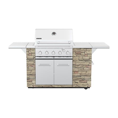 Spire 5-Burner Built-in Propane Gas Stone Island Grill w/Rear Burner, 63,000BTUs, 758 sq.in. Cooking Area, Convertible to Natural Gas, Pullout Trash Bin, 2 Halogen Light - 860-0032 Spire