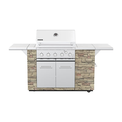 Spire 5-Burner Built-in Propane Gas Stone Island Grill w/Rear Burner, 63,000BTUs, 758 sq.in. Cooking Area, Convertible to Natural Gas, Pullout Trash Bin, 2 Halogen Light - 860-0032