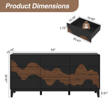 Anbuy Modern 9 Drawer Dresser 63'' for Bedroom with Brown Water Stream Patterns Design - Versatile Storage Solution for Bedroom, Porch (Black and Brown) Anbuy