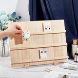 NBEADS Wood Earring Display Stands, 3 Layers Jewelry Earring Display Holder Wood Earring Card Holder Photos Business Card Holder Display with Base Stand for Home Office Retail Store, 40x14.1x30cm NBEADS