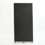 Mcltopz 5 Shelves Glass Display Cabinet with Bluetooth LED Light Strip, 2-Door Floor Standing Curio Cabinet with Universal Wheel&Lock&Mirror Back Panel, White Glass Bookshelf for Collections, Wood Top Mcltopz