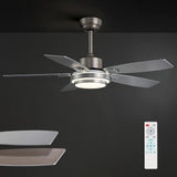 Fanbliss 42 Inch Nickel Ceiling Fans with Lights and Remote Control for Bedroom, Modern Ceiling Fan with Quiet Reversible DC Motor, 3CCT, Dimmable, LED for Living Room, Patio, Indoor and Outdoor Fanbliss
