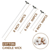 JEAWIWI Candle Wicks for Candle Making 120 Pcs with 120 Pcs Wick Stickers and 10 Pcs Candle Wick Holders, Cotton Candle Wick for Soy Wax, Beeswax, Coconut Wax JEAWIWI