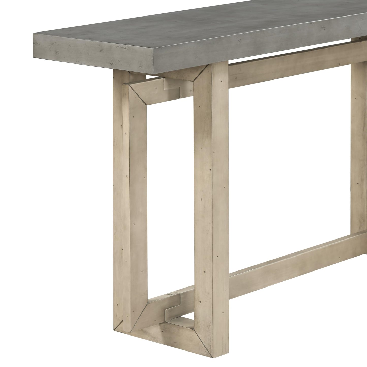 Merax Wood Entryway Console Table, Modern Line Frame with Industrial Concrete Top, for Living Room/Hallway/Foyer, Grey - WoodArtSupply