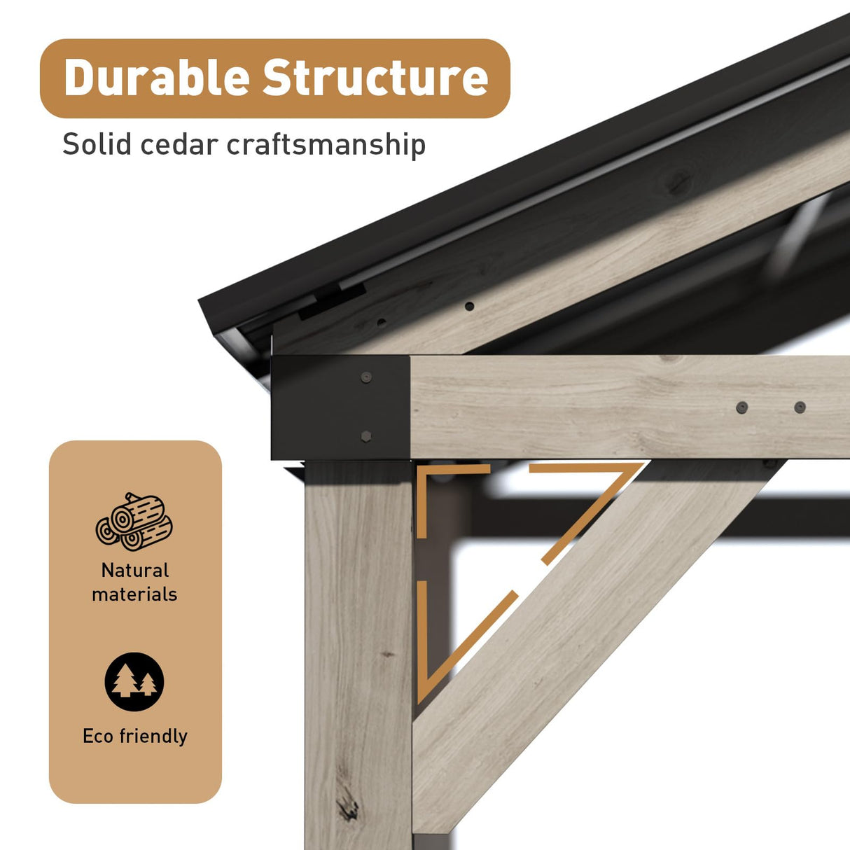 COSIEST 10x12Ft Cedar Wood Gazebo, Outdoor Hardtop Gazebo with Galvanized Steel Gable Roof, Wooden Gazebo Pavilion for Patio Backyard Deck Lawn COSIEST