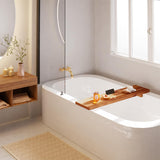 Tinamo Acacia Bathtub Caddy Tray Table | 35x9 Inch Large Bath Tub Tray Wooden | Anti-Tipping, Sustainable Tub Tray for Bathtub | Bathtub Accessories TINAMO