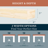 48 Inch Floating Fireplace Mantel Wood Shelf In Unfinished Rustic - Breckenridge From Mantels Direct | With Corbel Bracket Arches | Wooden Rustic Wall Shelf Perfect for Electric Fireplaces and Décor MANTELSDIRECT