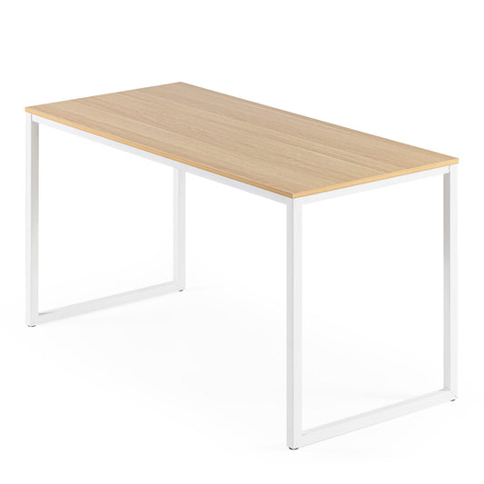 ZINUS Jennifer 55 Inch White Frame Desk, Computer Workstation, Office Desk, Dining Table, Easy Assembly, Natural - WoodArtSupply