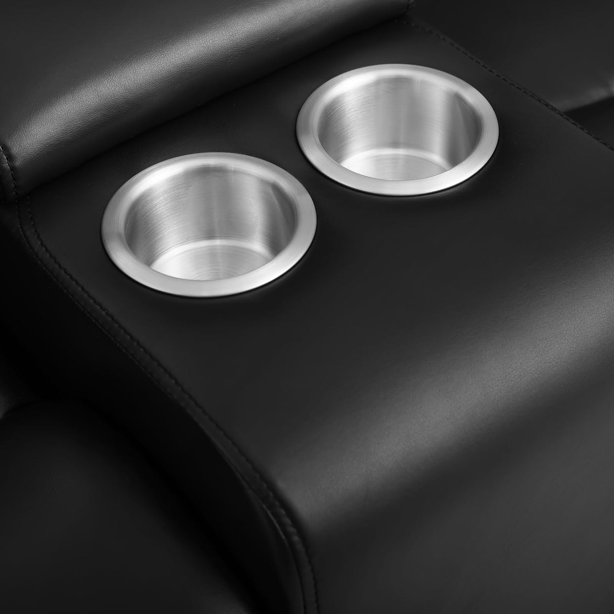 Large Massage Recliner Loveseat with Storage Console Lumbar Heating, PU Leather Reclining Sofa Chairs, Ergonomic Living Room Loveseat Chairs with 2 Cup Holders (Black) COSVALVE