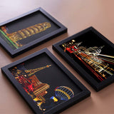 Magic Scratch Art Paper, Mini Envelope Postcard, Rainbow Night View Scratchboard for Adults and Kids, Art & Crafts Set : 16 Sheets Scratch Cards & 8 Tools Drawing Pen, Brush (Travel Around The World) M MUGIT