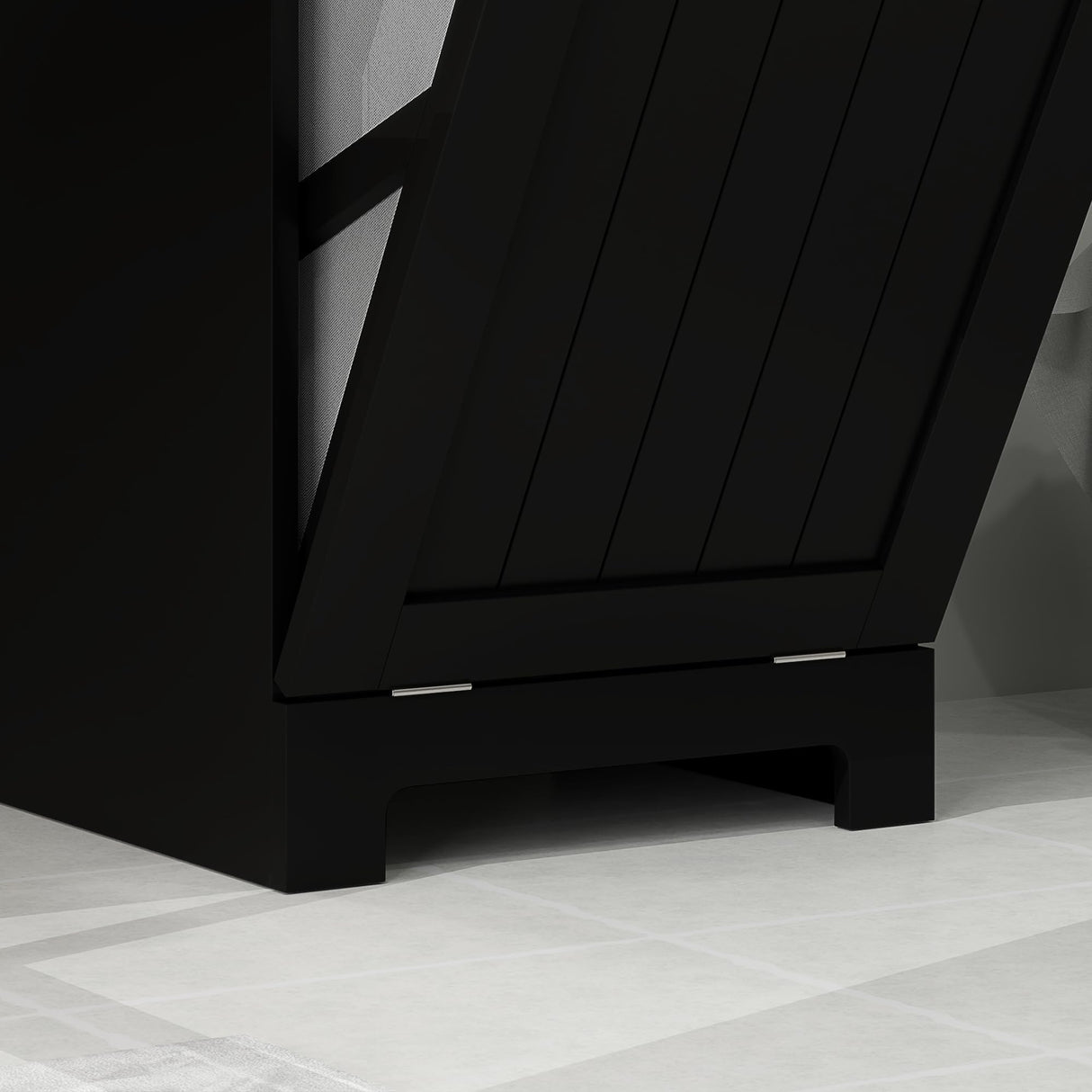 HOMCOM Laundry Hamper Cabinet with Removable Basket, Tilt Out Laundry Hamper Cabinet with Drawer and Beadboard Door, Laundry Cabinet Bathroom Storage Cabinet, Black HOMCOM