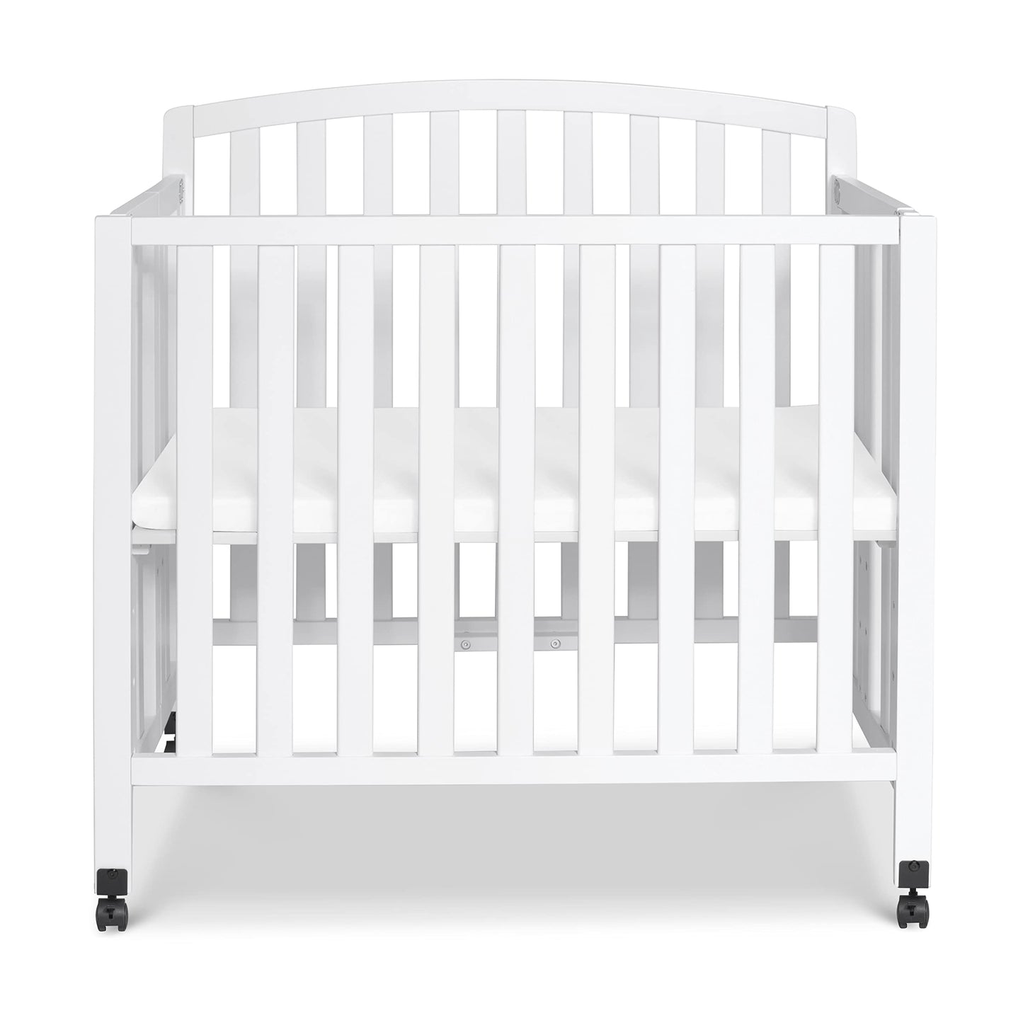 DaVinci Dylan Folding Portable 3-in-1 Convertible Mini Crib and Twin Bed in White, Greenguard Gold Certified