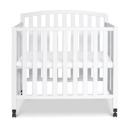 DaVinci Dylan Folding Portable 3-in-1 Convertible Mini Crib and Twin Bed in White, Greenguard Gold Certified