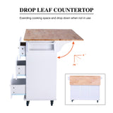 PHI VILLA Kitchen Island Cart on Wheels - Portable Kitchen Island with Drop Leaf, Rolling Kitchen Island with Storage PHI VILLA