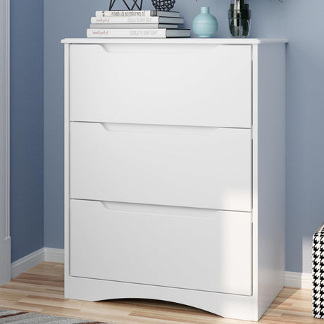 Gizoon 3 Drawers Chest, Bedroom Drawer Dresser with Large Storage Capacity, Embedded Handle, and Sturdy Anti-Tripping Device, Modern Design Cabinet for Hallway, Office, Living Room (White) Gizoon