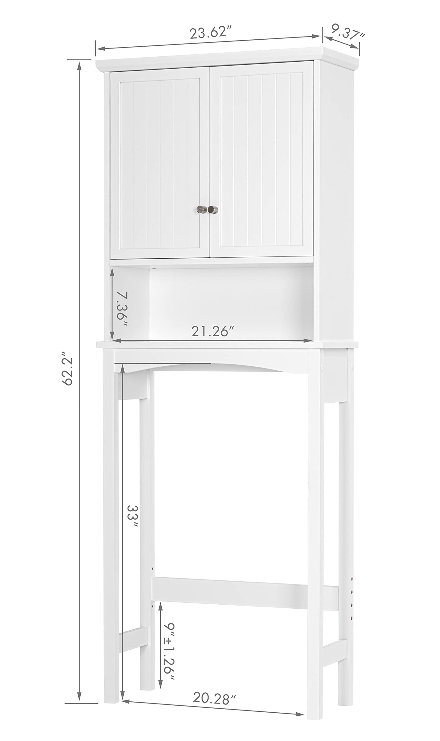 UTEX Over The Toilet Storage Cabinet, Bathroom Above Toilet Cabinet Organizer with Adjustable Shelves, White