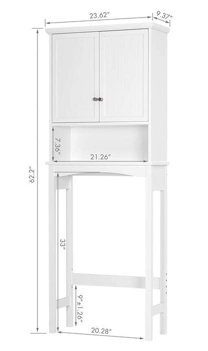 UTEX Over The Toilet Storage Cabinet, Bathroom Above Toilet Cabinet Organizer with Adjustable Shelves, White